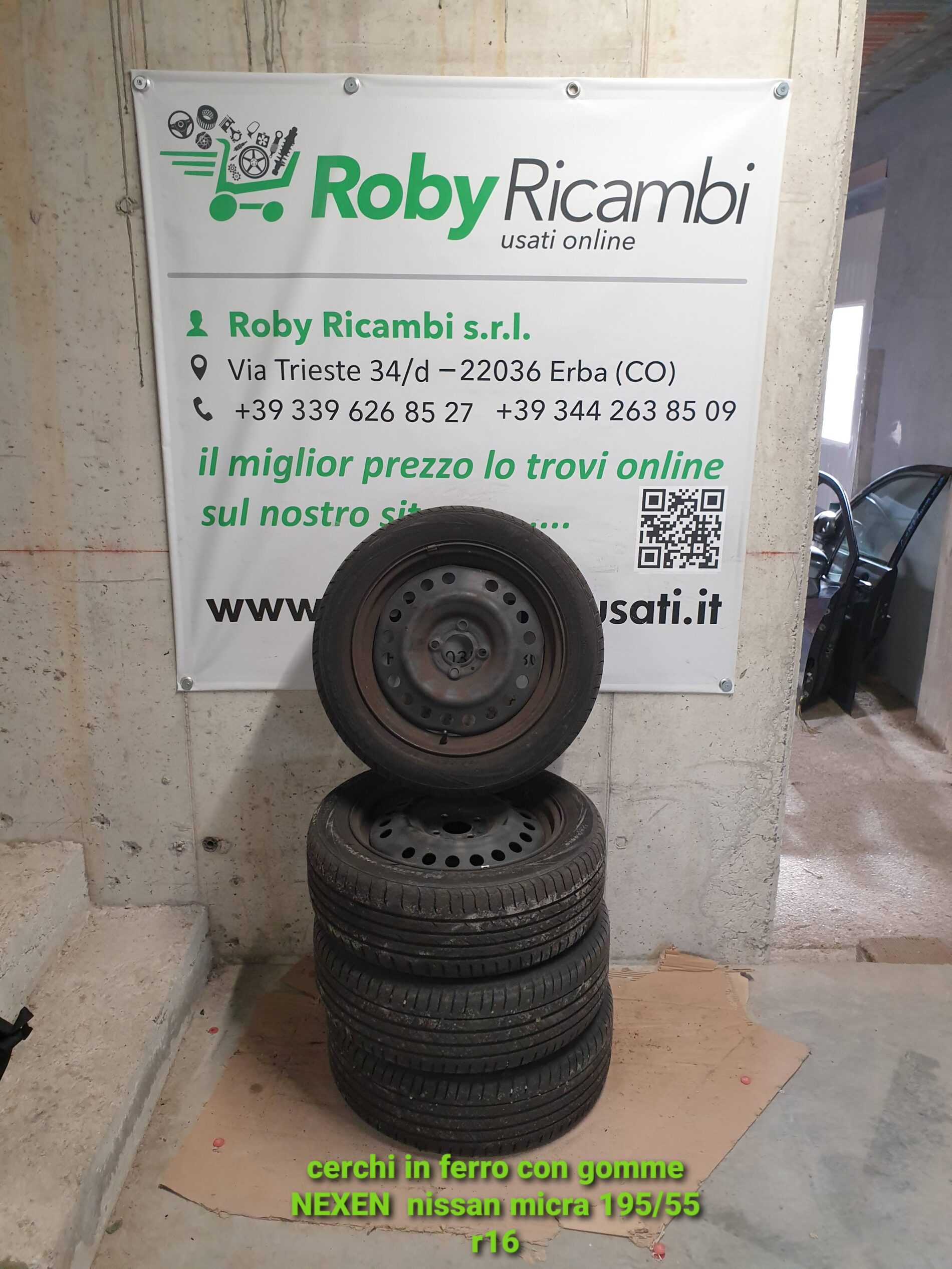 Cerchi in ferro con gomme ESTIVE NEXEN Nissan Micra k14 195/55 r16